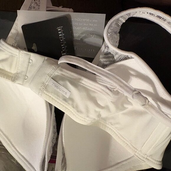 Women Touche Lingerie White Lace Underwire Bra 32C Adjustable Straps Tags Box - Picture 9 of 13